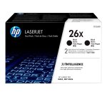 HP 26X LaserJet, lot de 2 cartouches de toner grande capacité authentiques, noir