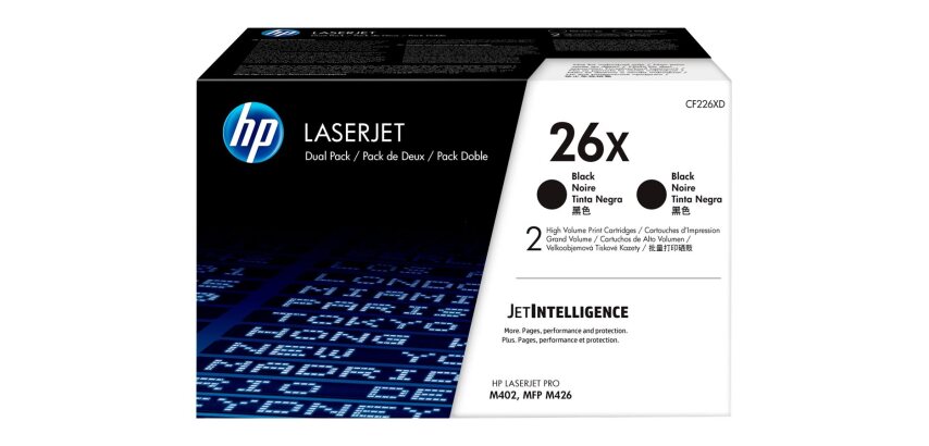 HP 26X LaserJet, lot de 2 cartouches de toner grande capacité authentiques, noir
