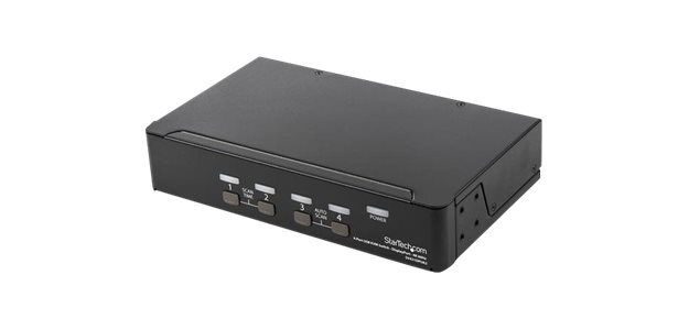 StarTech.com Switch KVM DisplayPort à 4 Ports - 4K60Hz - Écran Unique - Switch KVM USB UHD DP 1.2 à 2 Ports avec Hub USB 3.0 Intégré et Audio - Dell HP Apple Lenovo - Conforme TAA