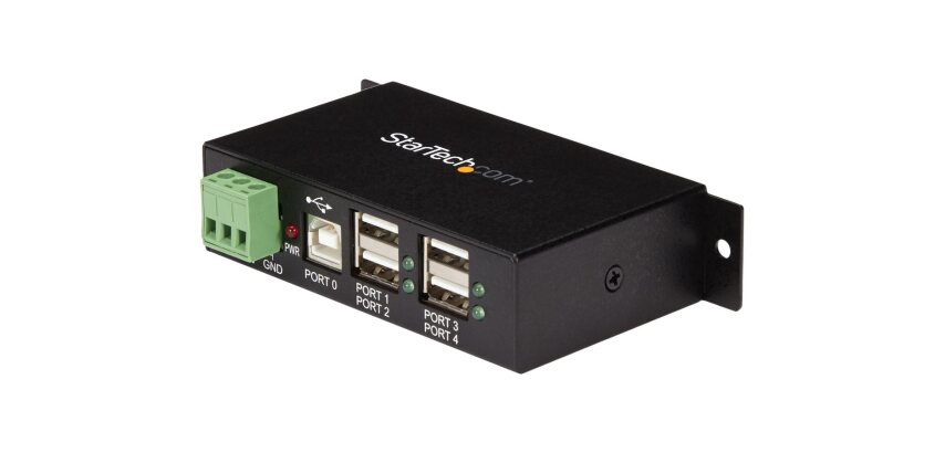 StarTech.com Hub USB 2.0 4 ports - Hub USB-A industriel en métal - Hub de données USB montable sur rail DIN, mur ou bureau - Hub d'extension USB conforme TAA