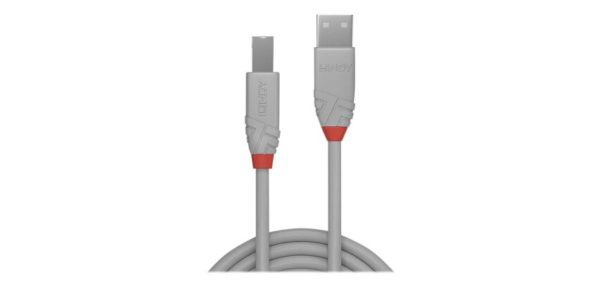 Lindy Câble USB 2.0 Type A vers B, Anthra Line, Gris, 1m