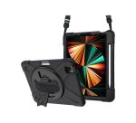 DLH Coque renforcee avec emplacement stylet, bandouliere, poignee rotative et pied support pour Apple iPad Pro 12.9" 5eme génération (2021)