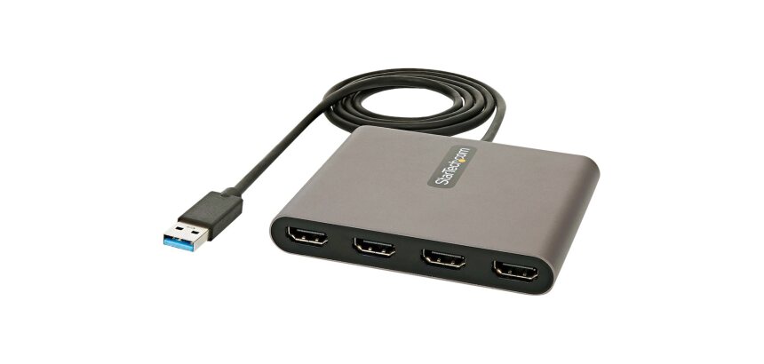 StarTech.com Adaptateur USB 3.0 vers 4x HDMI - Carte Vidéo & Graphique Externe - Convertisseur USB Type-A vers Quadruple Écran HDMI - 1080p 60Hz - Dongle Multi Écran USB A vers HDMI - Windows Uniquement