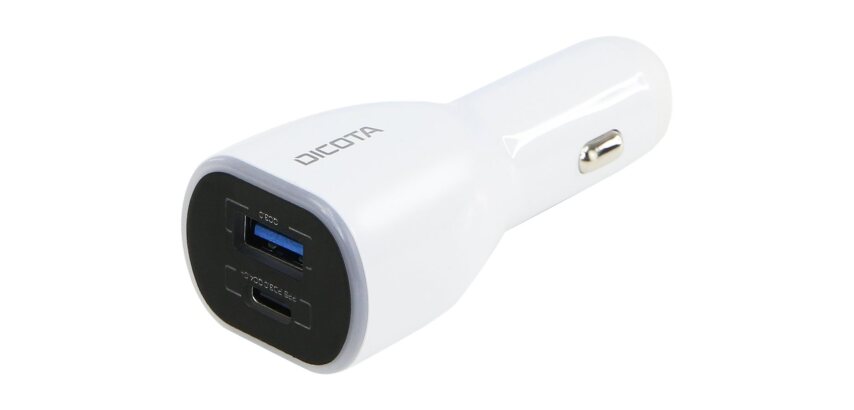 DICOTA D31932 chargeur d'appareils mobiles Ordinateur portable, Smartphone, Tablette Blanc Allume-cigare Auto