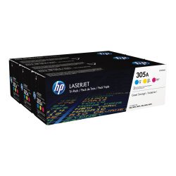 HP 305A - 3-pack - yellow, cyan, magenta - original - LaserJet - toner cartridge (CF370AM)