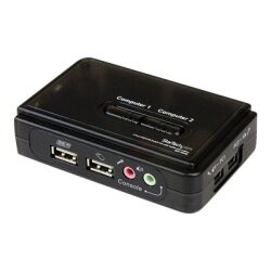 StarTech.com Kit commutateur KVM USB VGA à 2 ports avec audio et câbles - Switch KVM - Noir