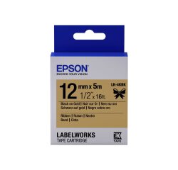 Epson Ruban satin pour étiqueteuse LK-4KBK Noir/Or 12 mm (5 m)