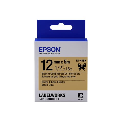Epson Ruban satin pour étiqueteuse LK-4KBK Noir/Or 12 mm (5 m)