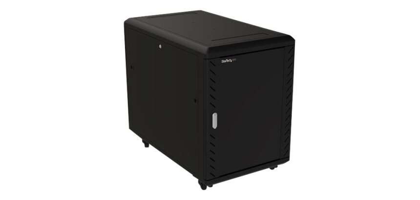 StarTech.com Armoire Rack Serveur 15U à 4 Montants, Armoire Verrouillable 19" pour Ordinateur/AV/Équipement IT, Rack Réseau pour Bureau/Domicile avec Roulettes et Rails de Montage Ajustables