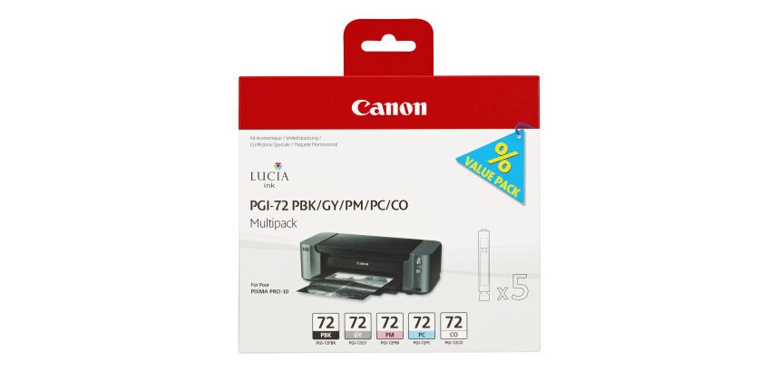 Canon PGI-72 PBK/GY/PM/PC/CO Multipack - pack de 5 - gris, photo noire, photo cyan, photo magenta, optimiseur de couleurs - original - réservoir d'encre