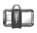 SanDisk Ultra Dual m3.0 lecteur USB flash 32 Go USB Type-A / Micro-USB 3.2 Gen 1 (3.1 Gen 1) Noir, Argent, Transparent