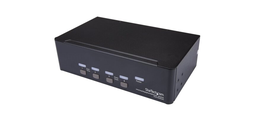 StarTech.com Switch KVM double affichage DisplayPort 4K 60 Hz à 4 ports avec hub USB 2.0 intégré