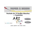 Papier dessin art plus 180 g format 24 x 32 cm pochette 12 + 4 feuilles