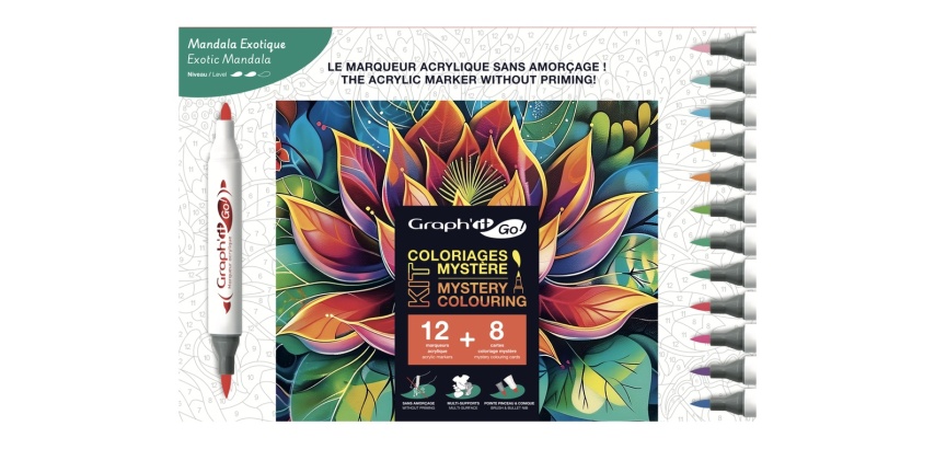 Kit coloriage mystere sans marque theme exotic mandala