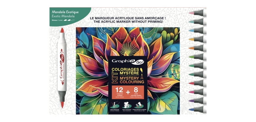 Kit coloriage mystere sans marque theme exotic mandala
