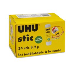 Colle blanche uhu stic 8,2 g sans solvant lavable a l eau 24 unites