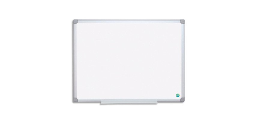 Tableau blanc magnetique acier laque earth bi-office 150x100 cm blanc cadre aluminium 1 unite