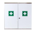 Armoire a pharmacie en metal 2 portes avec serrure a cle laboratoires esculape 53 x 53 x 20 cm