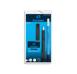 Stylo plume easy schneider bleu avec 1 effaceur et 5 cartouches standards