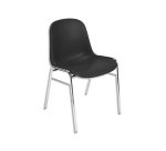 Chaise coque beta noire piètement acier chromé empilable