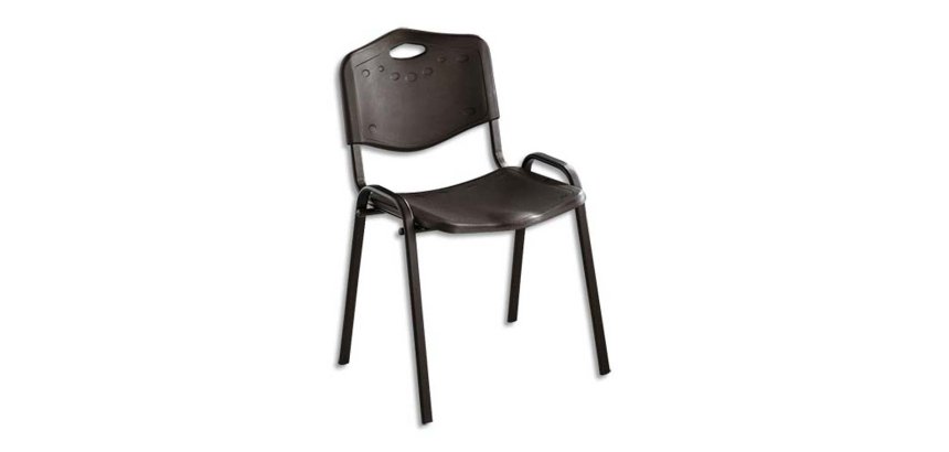 Chaise collectivité iso plast assise et dossier polypropylène noir structure métal époxy