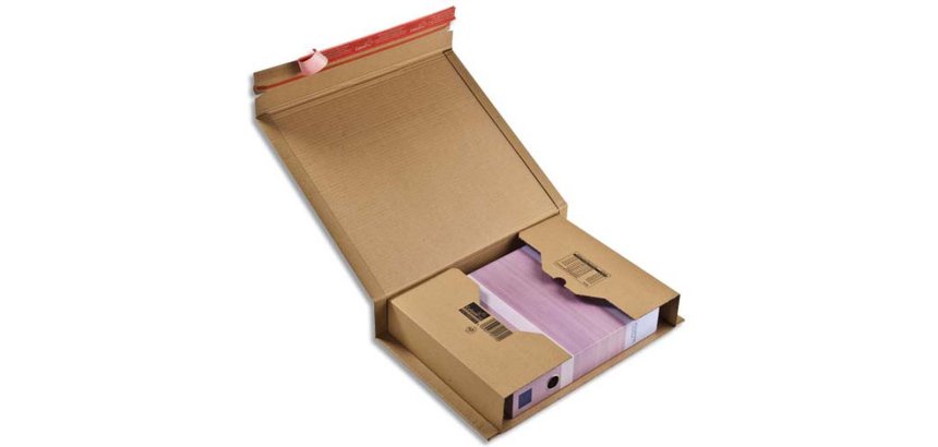 Etui d expedition rigide colompac carton brun format b4 38 x 29 cm hauteur 8 cm