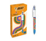 Stylo-bille bic 4 couleurs lineblue encre classique retractable pointe moyenne 1,0mm