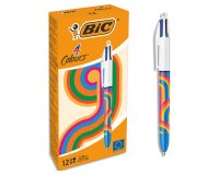 Stylo-bille bic 4 couleurs lineblue encre classique retractable pointe moyenne 1,0mm