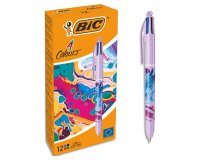 Stylo-bille bic 4 couleurs hydro purple encre classique retractable pointe moyenne 1,0mm