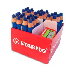 Marqueurs bois markdry stabilo coloris bleu avec 2 taille crayons boite de 30