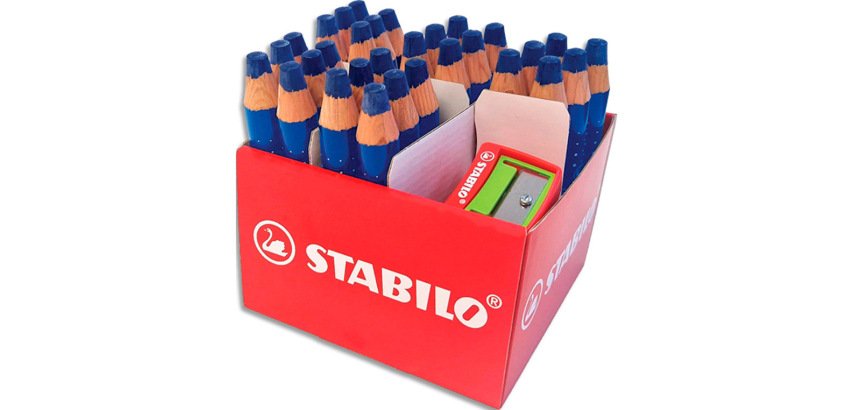 Marqueurs bois markdry stabilo coloris bleu avec 2 taille crayons boite de 30