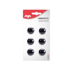 Aimant sign rond afficher signaler toutes surfaces métalliques diamètre 22mm coloris noir blister 6 unités