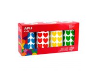 Gommettes coeur apli kids diametre 20 mm couleurs assorties boite de 4 rouleaux 7080 unites
