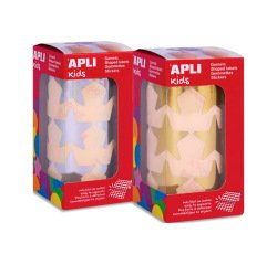 Gommettes etoiles 33 mm apli kids couleurs or et argent boite de 2 rouleaux