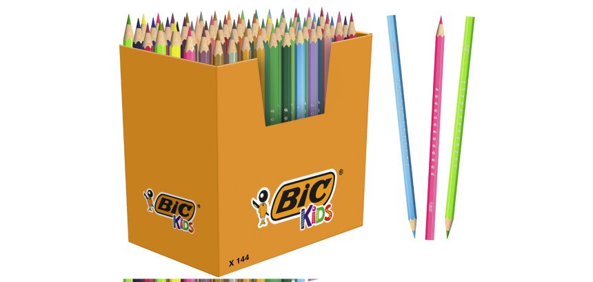 Crayons de couleur bic kids smooth assortis lot de 144    reference 301909