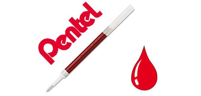 Recharge pentel roller encre gel energel bl57/bl77/bl107 largeur moyenne coloris rouge
