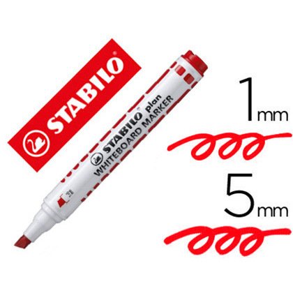 Marqueur stabilo plan tableau blanc pointe biseau rouge