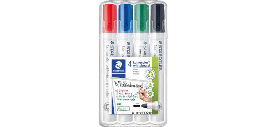 Marqueur staedtler tableau blanc dry safe pointe ogive assortiment 4 unités