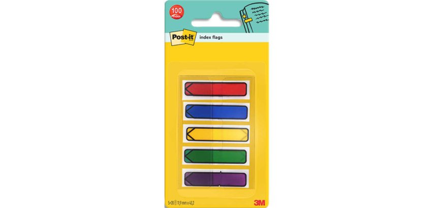 Distributeur post-it index flèche 20f coloris assortis set 5 cartes