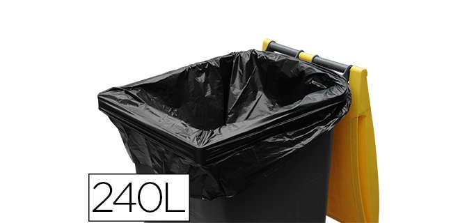 Sac poubelle container polyéthylène basse densité 240l 35 microns coloris noir rouleau 25 unites