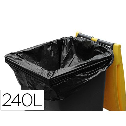 Sac poubelle container polyéthylène basse densité 240l 35 microns coloris noir rouleau 25 unites