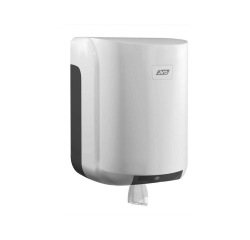 Distributeur essuie-mains coldis bobine tirage central plastique abs grand modèle clé fenêtre contrôle 22x22x31cm 450f