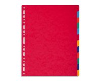 Intercalaires exacompta carte lustrée rigide format a4+ 24,5x29,7cm 12 positions coloris assortis