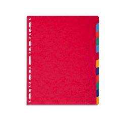 Intercalaires exacompta carte lustrée rigide format a4+ 24,5x29,7cm 12 positions coloris assortis