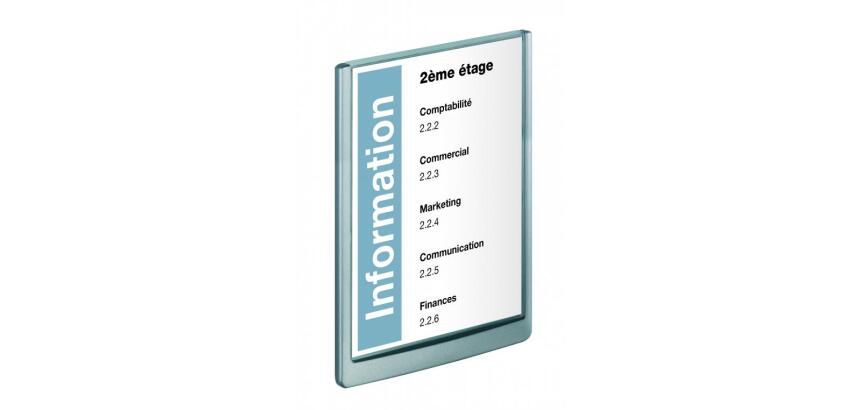 Plaque murale durable click sign a4 portrait cadre profilé plastique haute qualité 21x29,7cm coloris gris graphite