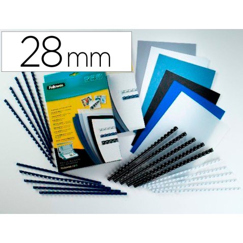 Anneau plastique fellowes relier format a4 21 anneaux diamètre 28mm 28x28x300mm coloris blanc boîte 50u