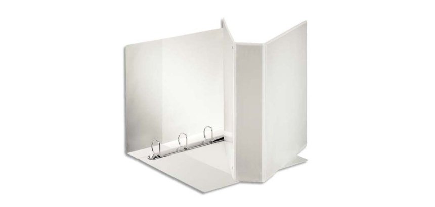 Classeur esselte format a4 maxi 8,6x31,9x30,3cm 4 anneaux diamètre 50mm personnnalisable 3 pochettes coloris blanc