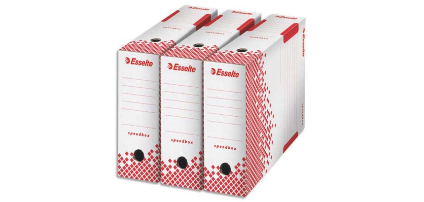 Boîte archives esselte speedbox carton recyclable 350x250mm fond automatique dos 100mm