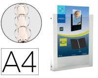 Classeur viquel 4 anneaux ronds 20mm a4+ 265x330mm polypropylène personnalisable dos 30mm coloris blanc