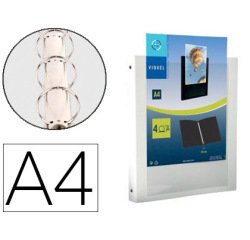 Classeur viquel 4 anneaux ronds 20mm a4+ 265x330mm polypropylène personnalisable dos 30mm coloris blanc